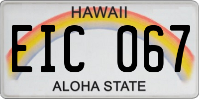 HI license plate EIC067