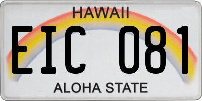 HI license plate EIC081