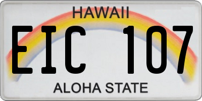 HI license plate EIC107