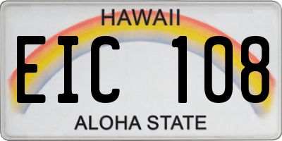 HI license plate EIC108