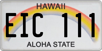 HI license plate EIC111