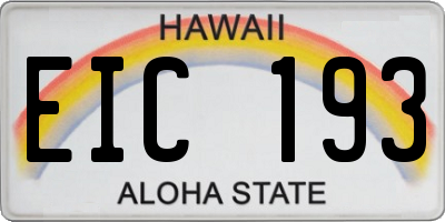 HI license plate EIC193