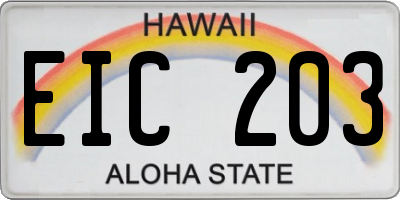 HI license plate EIC203