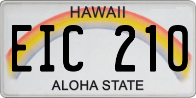 HI license plate EIC210