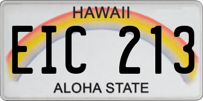 HI license plate EIC213