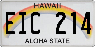 HI license plate EIC214