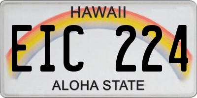 HI license plate EIC224