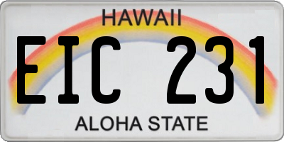 HI license plate EIC231