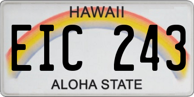 HI license plate EIC243