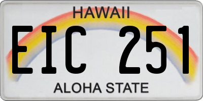 HI license plate EIC251
