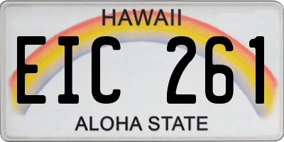 HI license plate EIC261