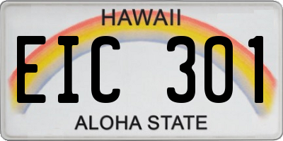 HI license plate EIC301