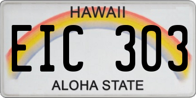 HI license plate EIC303