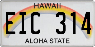 HI license plate EIC314