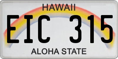 HI license plate EIC315