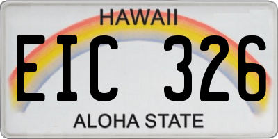 HI license plate EIC326