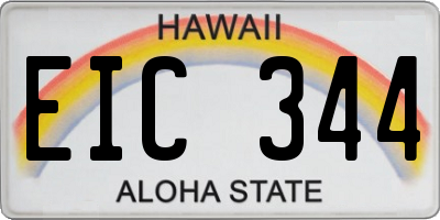 HI license plate EIC344