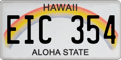 HI license plate EIC354