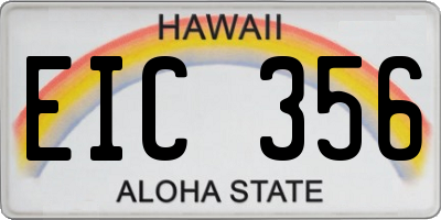HI license plate EIC356