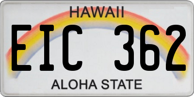 HI license plate EIC362