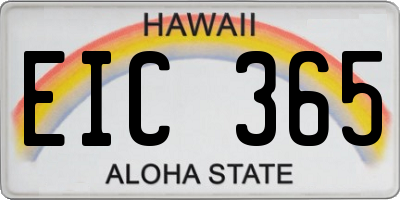 HI license plate EIC365