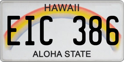 HI license plate EIC386
