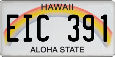 HI license plate EIC391