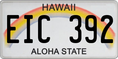 HI license plate EIC392