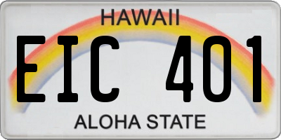 HI license plate EIC401