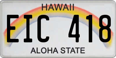 HI license plate EIC418
