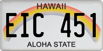 HI license plate EIC451