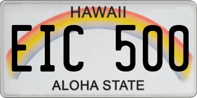 HI license plate EIC500
