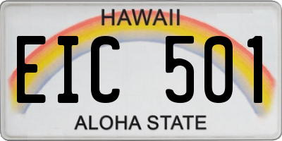 HI license plate EIC501