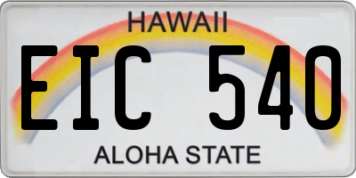 HI license plate EIC540