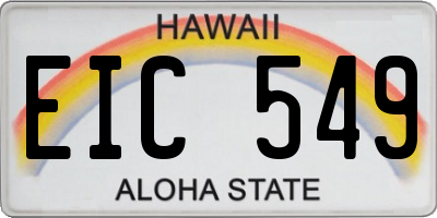 HI license plate EIC549
