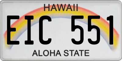 HI license plate EIC551