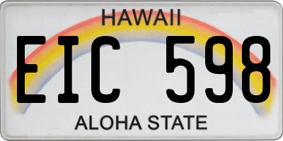 HI license plate EIC598