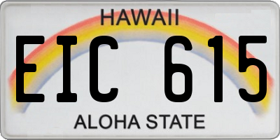 HI license plate EIC615