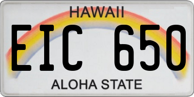 HI license plate EIC650