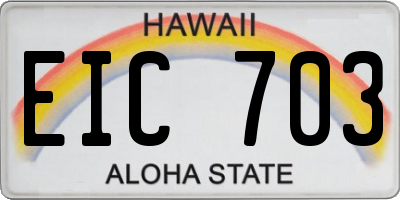 HI license plate EIC703