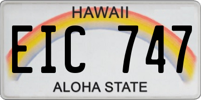 HI license plate EIC747