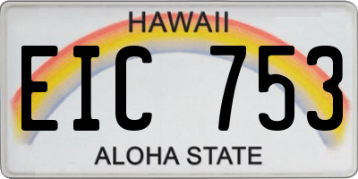 HI license plate EIC753
