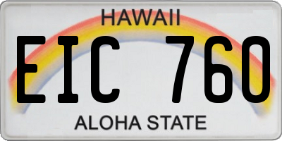 HI license plate EIC760