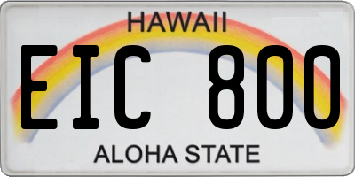 HI license plate EIC800