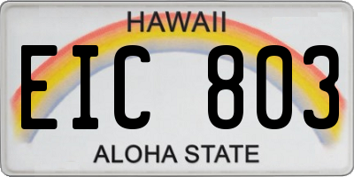 HI license plate EIC803