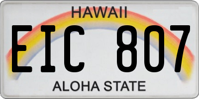 HI license plate EIC807