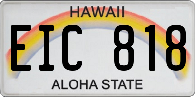 HI license plate EIC818