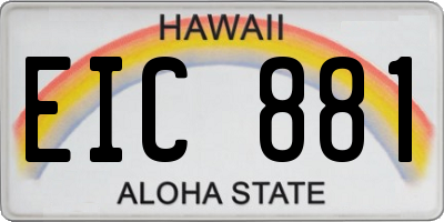 HI license plate EIC881
