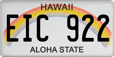 HI license plate EIC922
