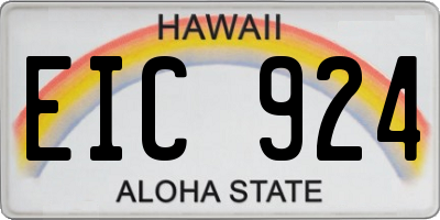 HI license plate EIC924